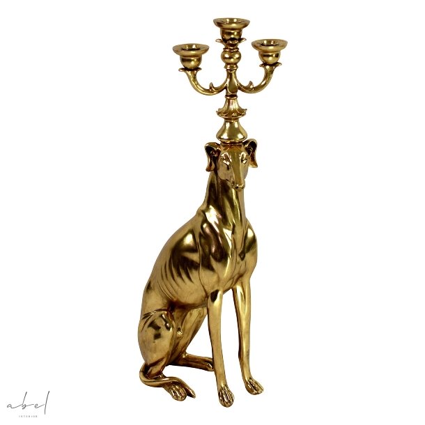 Greyhound Candleholder Gold