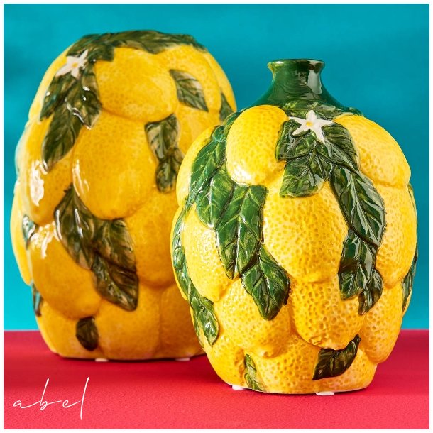 Lemon vase i grnn/gul
