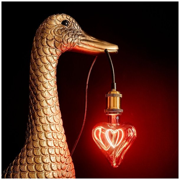 LED heart filament bulb, red