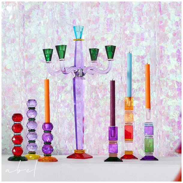 Fancy Crystal Lysestake lilla/grnn 18cm