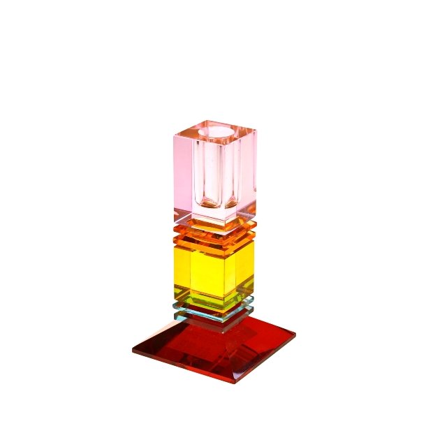 Fancy Crystal Lysestake rosa/gul/rd 18cm