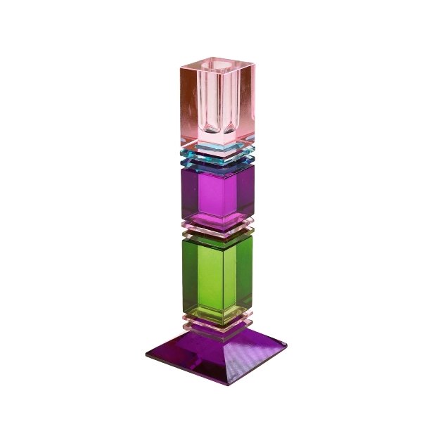 Fancy Crystal Lysestake rosa/lilla/grnn 25cm