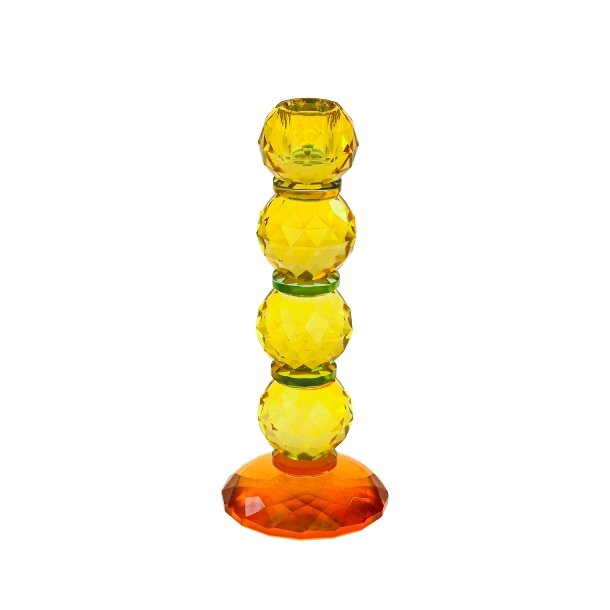 Fancy Crystal Lysestake orange/gul  Rund 22cm