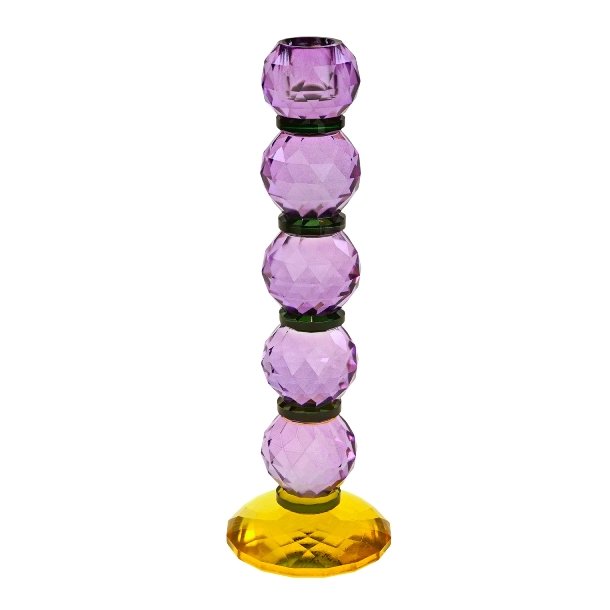 Fancy Crystal Lysestake lilla/gul  Rund 27cm