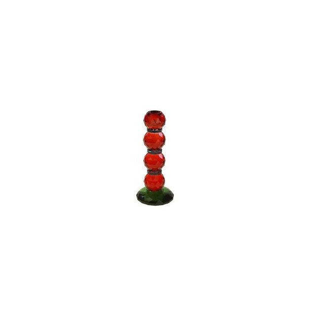 Fancy Crystal Lysestake rd/grnn Rund 22cm