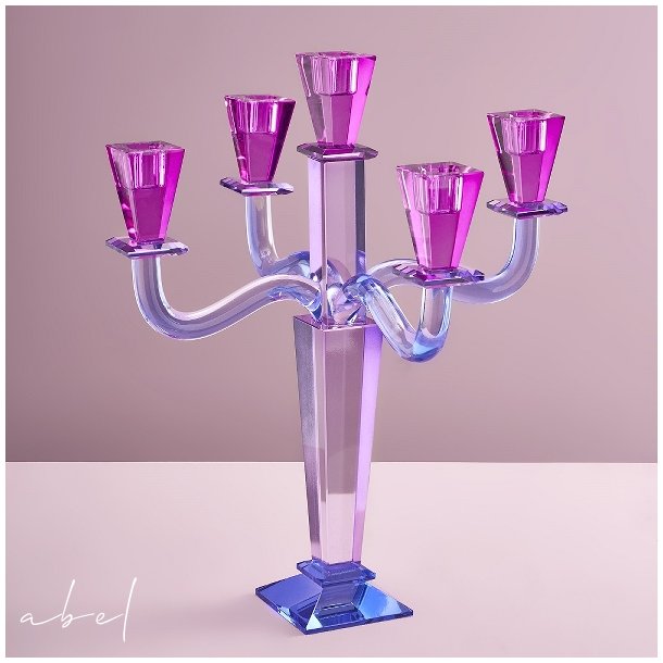Fancy Crystal Lysestake for 5 lys 40 cm