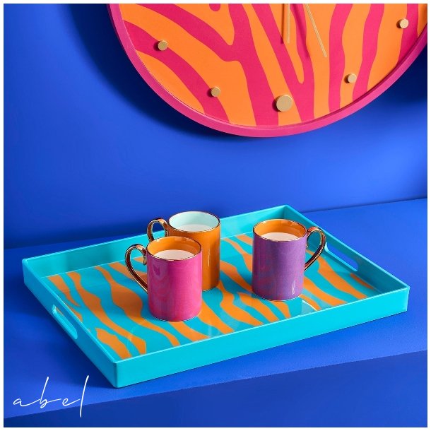 Serveringsbrett Zebra orange/turkis