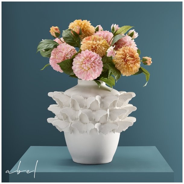 Vase Butterflies matt hvit